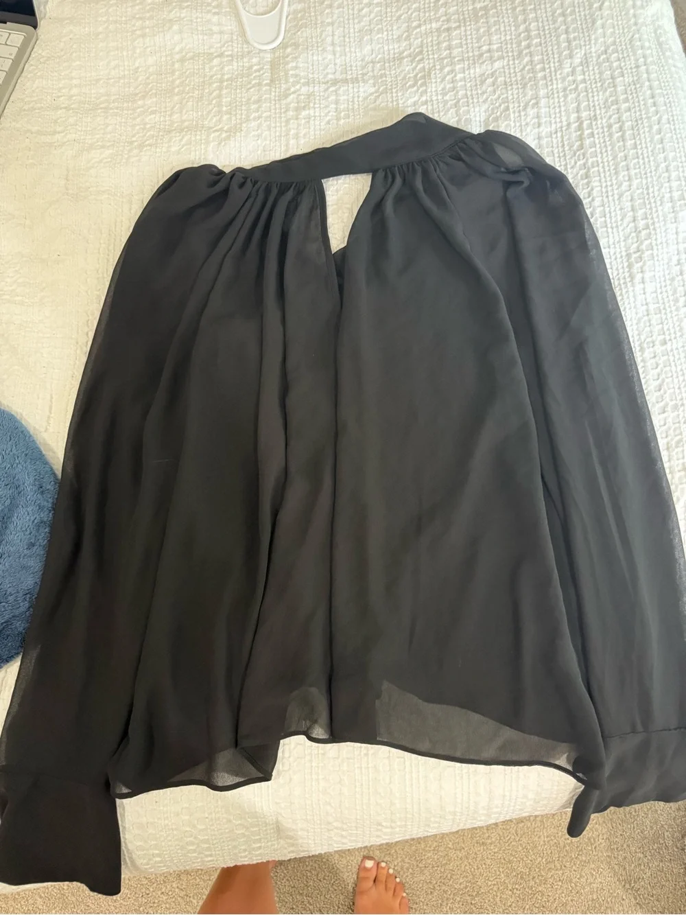 H&M Black Sheer Tie-Neck Blouse